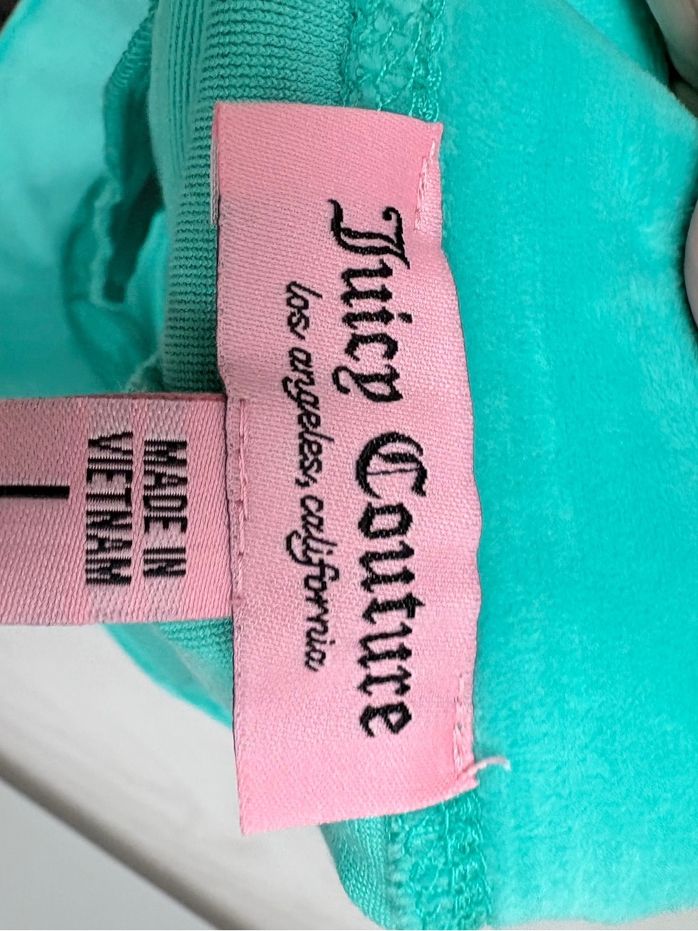 Juicy Couture Teal velour short shorts with side pockets  with Pink Label